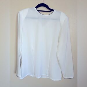 Susan Bristol Vintage  Classic White Blouse with‎ beaded accents size 8